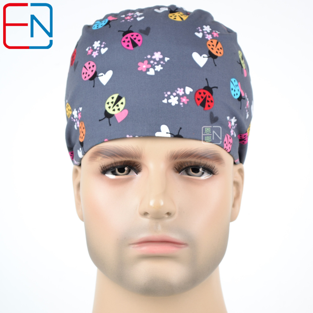 Hennar Medical Scrub Caps in 100% Cotton With Sweatbands Two Sizes Masks Are Available  Birds Owls  Flamingo ladybug