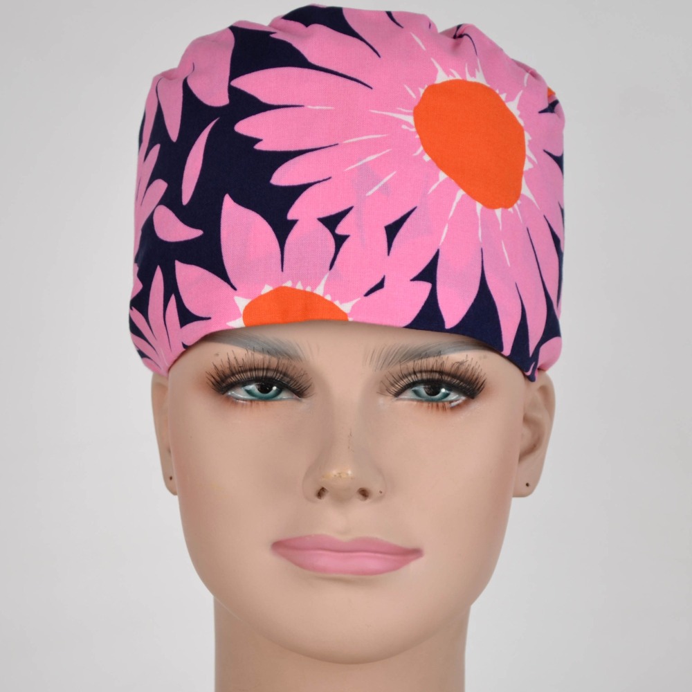 Hennar Medical Scrub Caps in 100% Cotton With Sweatband Two Sizes For Choice Paisley Pattern