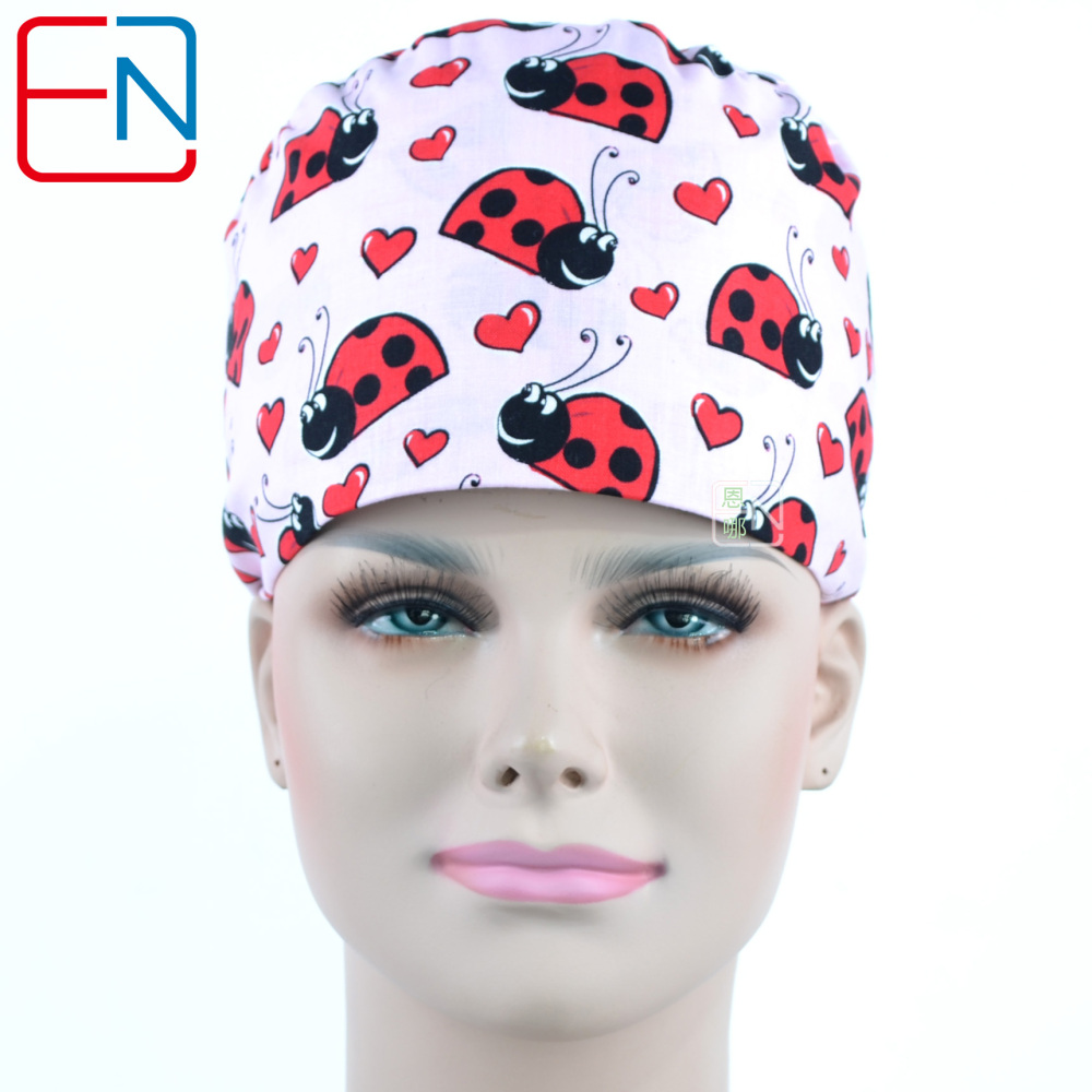 Hennar Medical Scrub Caps in 100% Cotton With Sweatbands Two Sizes Masks Are Available  Birds Owls  Flamingo ladybug