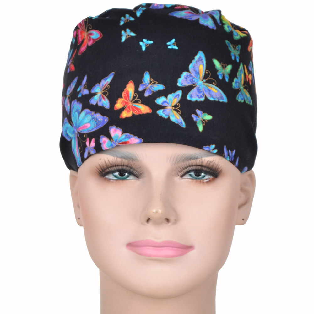 Hennar Scrub Caps For Women  Butterflies