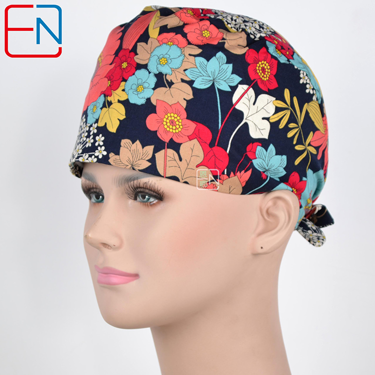 Hennar Medical Scrub Caps in 100% Cotton With Sweatband Two Sizes For Choice Paisley Pattern