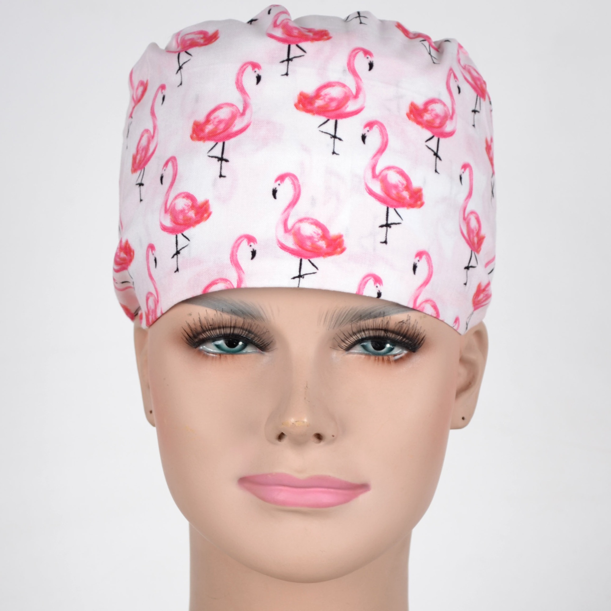 Hennar Medical Scrub Caps in 100% Cotton With Sweatbands Two Sizes Masks Are Available  Birds Owls  Flamingo ladybug