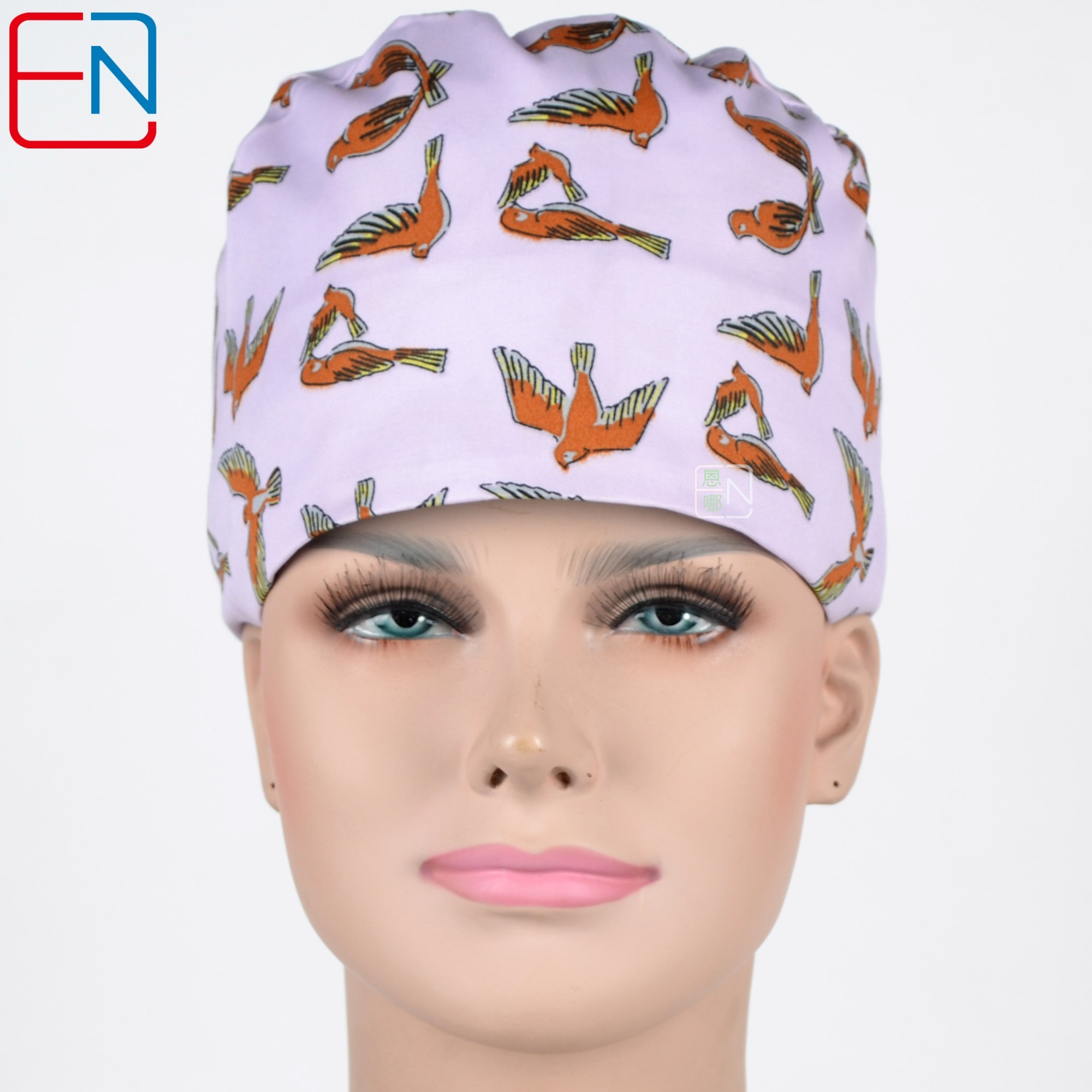 Hennar Medical Scrub Caps in 100% Cotton With Sweatbands Two Sizes Masks Are Available  Birds Owls  Flamingo ladybug