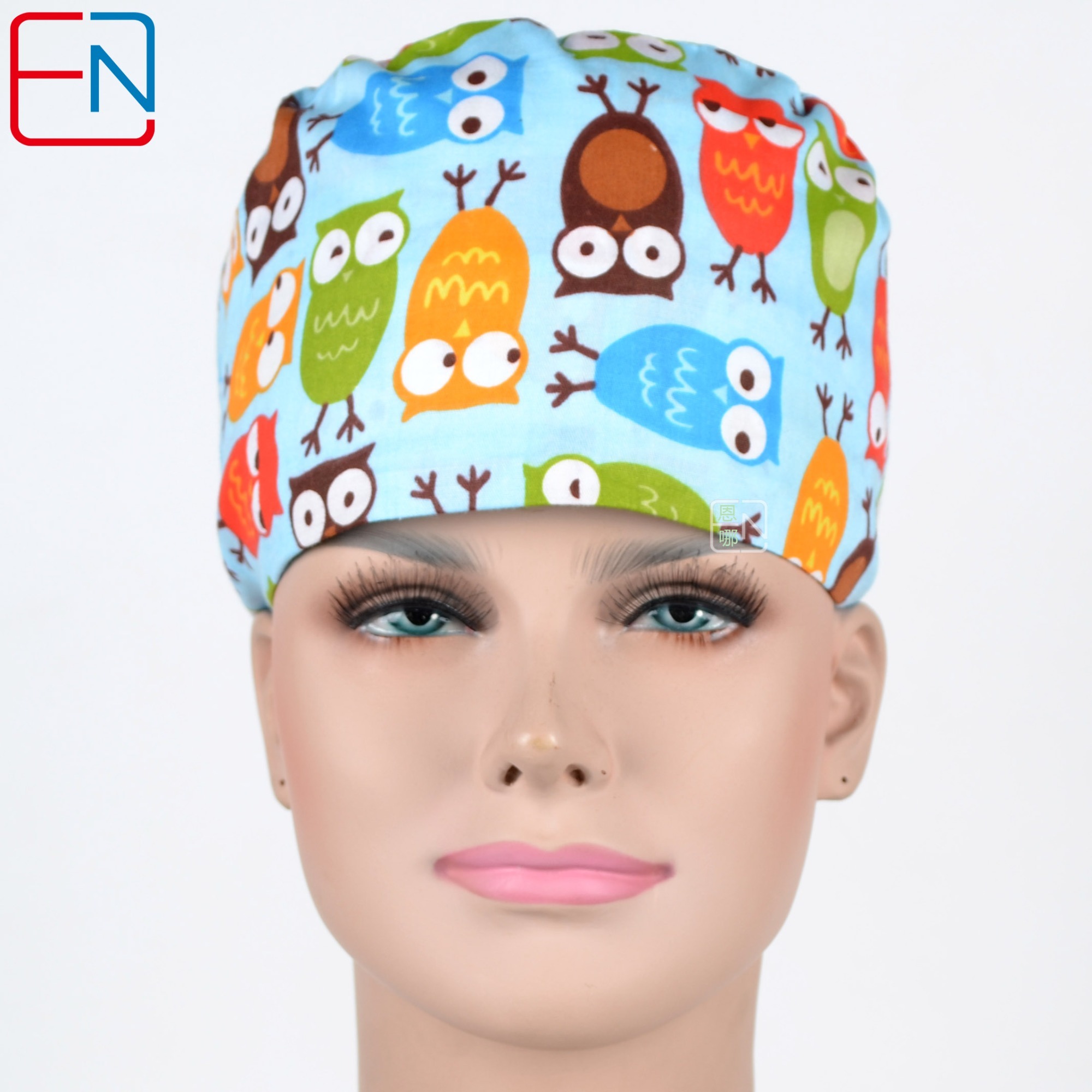 Hennar Medical Scrub Caps in 100% Cotton With Sweatbands Two Sizes Masks Are Available  Birds Owls  Flamingo ladybug