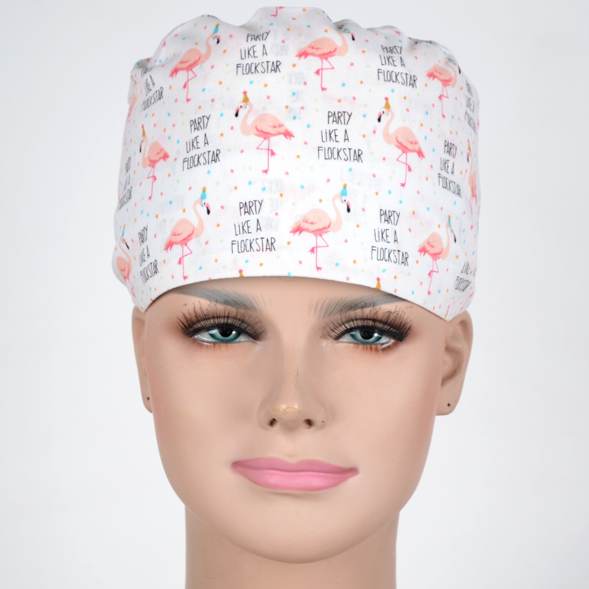 Hennar Medical Scrub Caps in 100% Cotton With Sweatbands Two Sizes Masks Are Available  Birds Owls  Flamingo ladybug