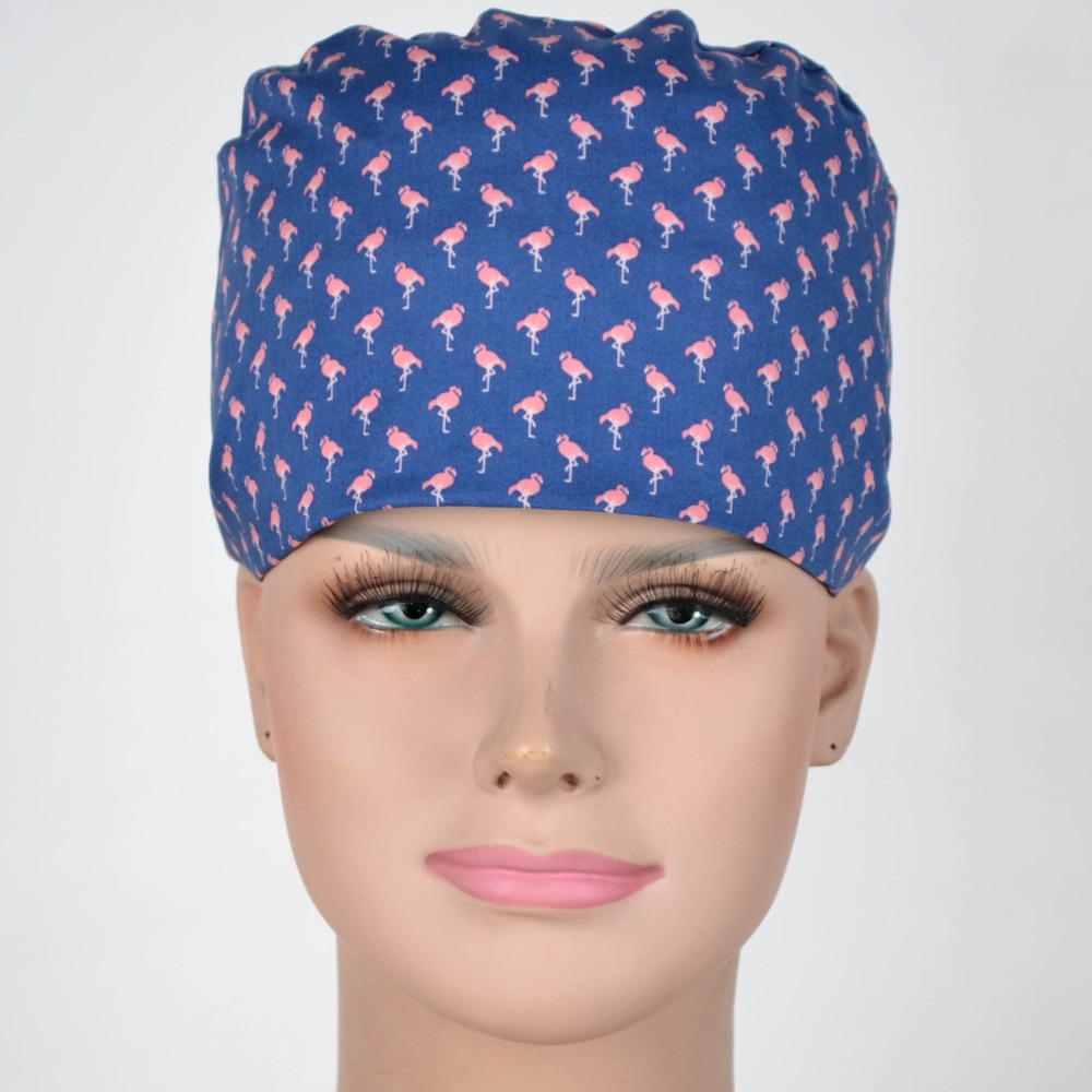 Hennar Medical Scrub Caps in 100% Cotton With Sweatbands Two Sizes Masks Are Available  Birds Owls  Flamingo ladybug