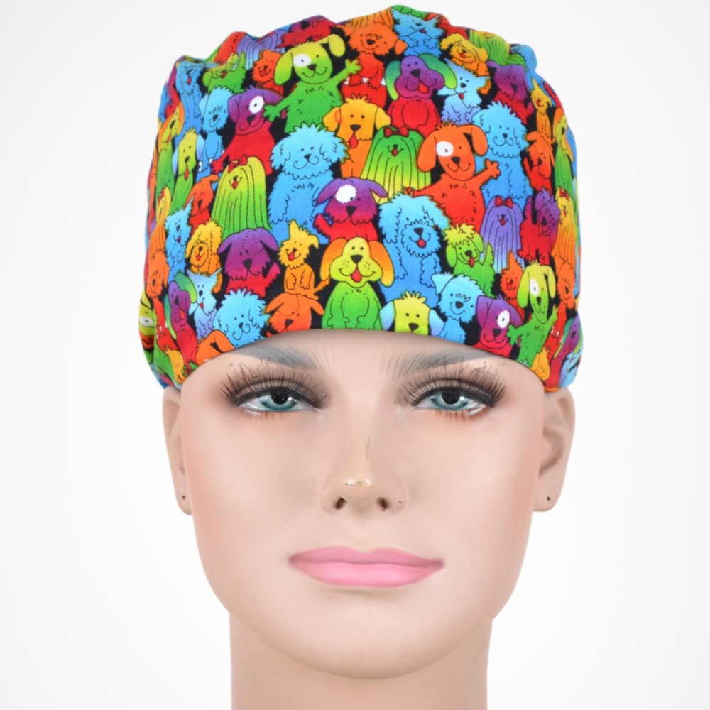 Hennar Medical Scrub Caps in 100% Cotton S and M Two Sizes For Choice Cat and Dogs Animals 2