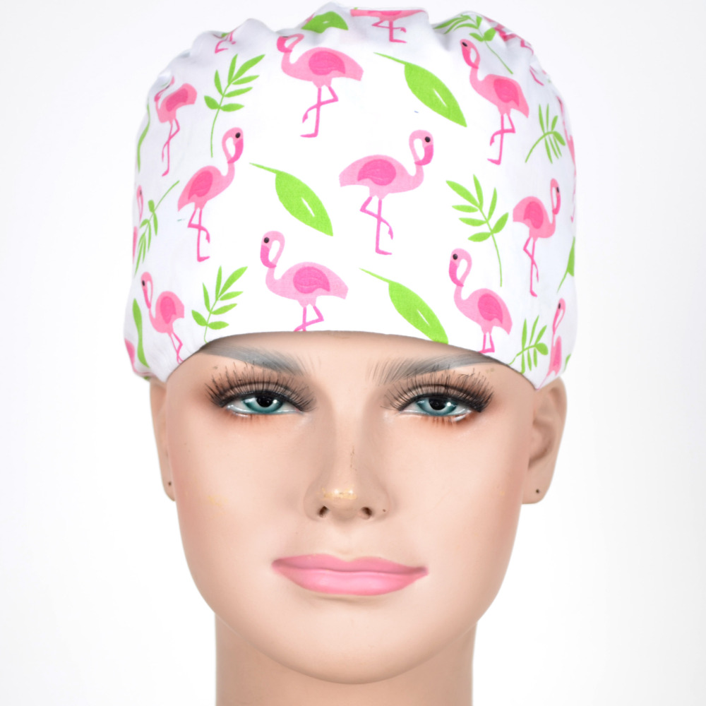 Hennar Medical Scrub Caps in 100% Cotton With Sweatbands Two Sizes Masks Are Available  Birds Owls  Flamingo ladybug