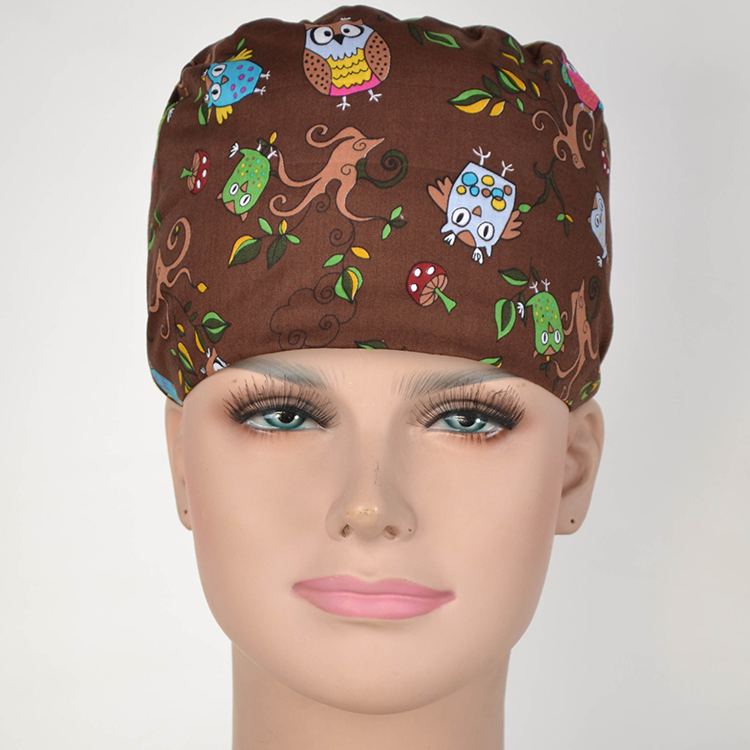 Hennar Medical Scrub Caps in 100% Cotton With Sweatbands Two Sizes Masks Are Available  Birds Owls  Flamingo ladybug