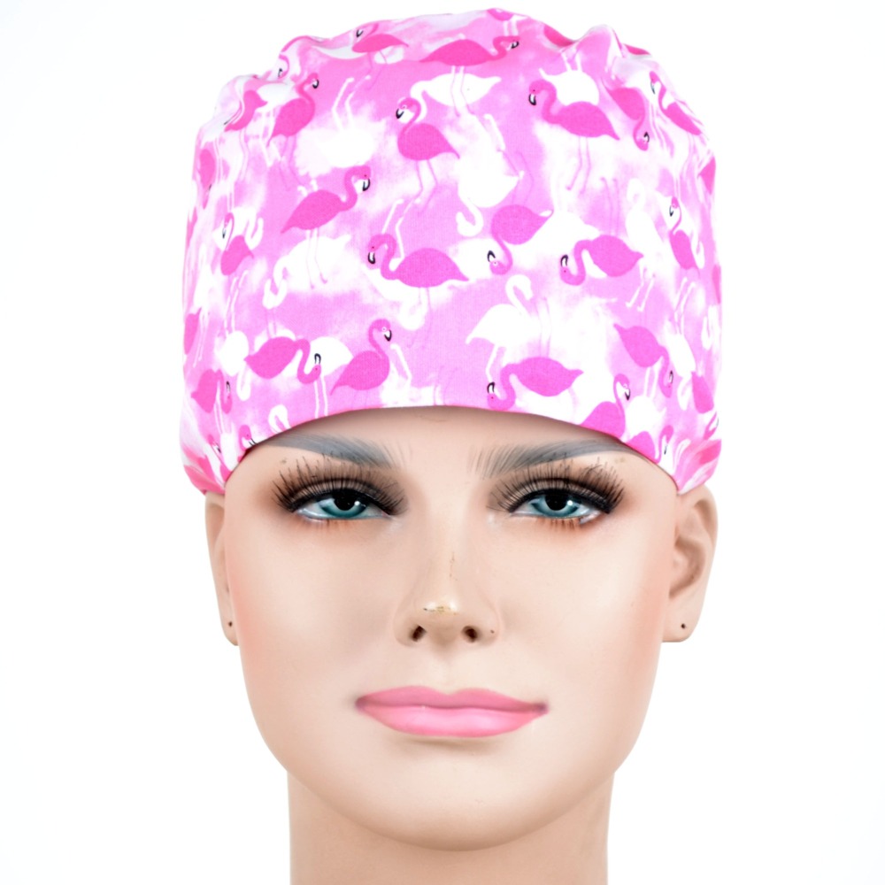 Hennar Medical Scrub Caps in 100% Cotton With Sweatbands Two Sizes Masks Are Available  Birds Owls  Flamingo ladybug