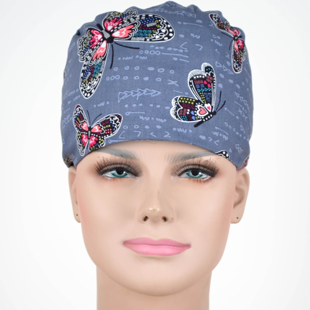 Hennar Scrub Caps For Women  Butterflies