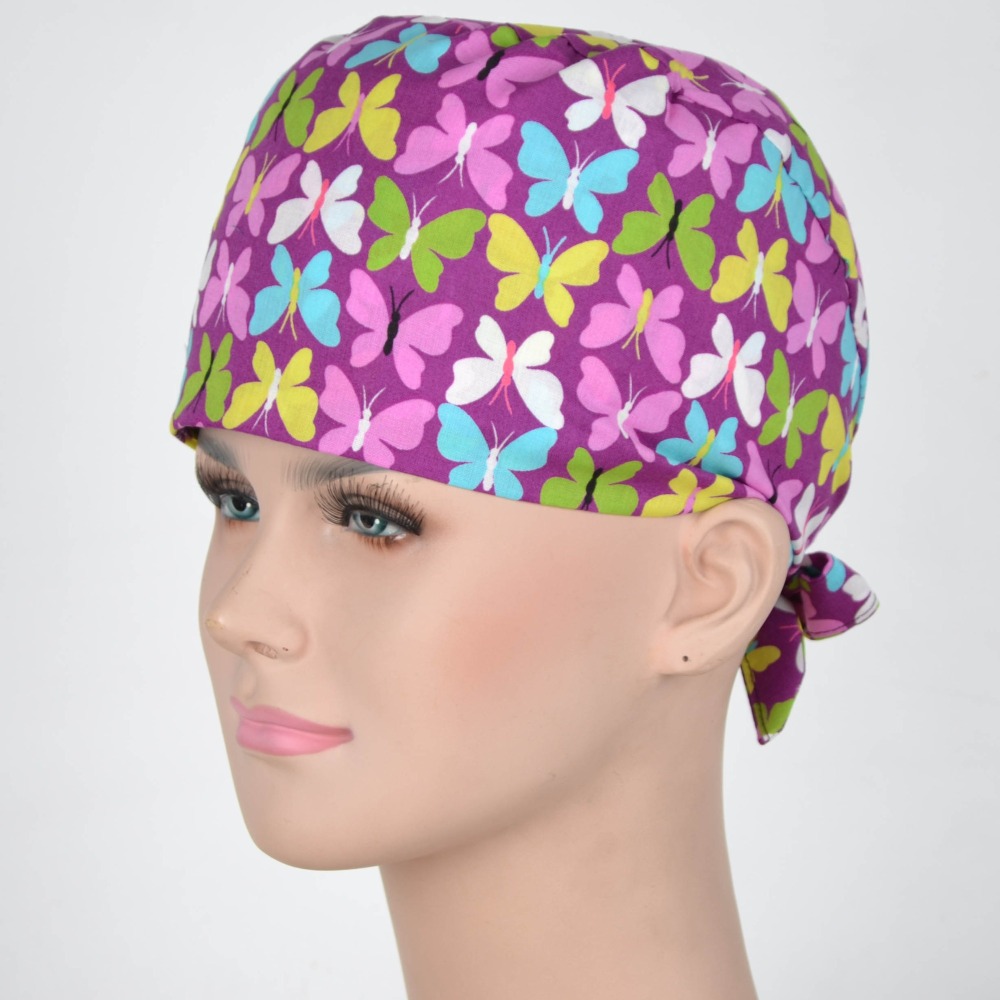 Hennar Scrub Caps For Women  Butterflies