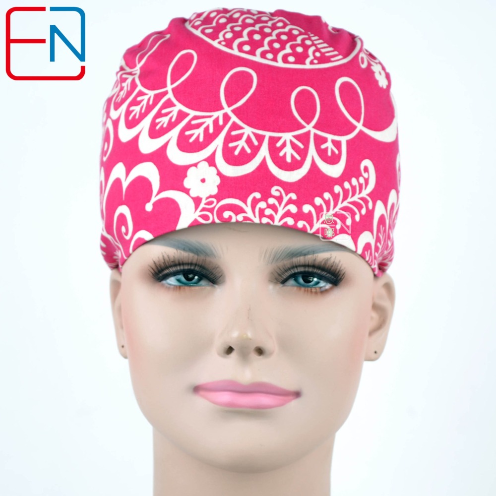 Hennar Medical Scrub Caps in 100% Cotton With Sweatband Two Sizes For Choice Paisley Pattern
