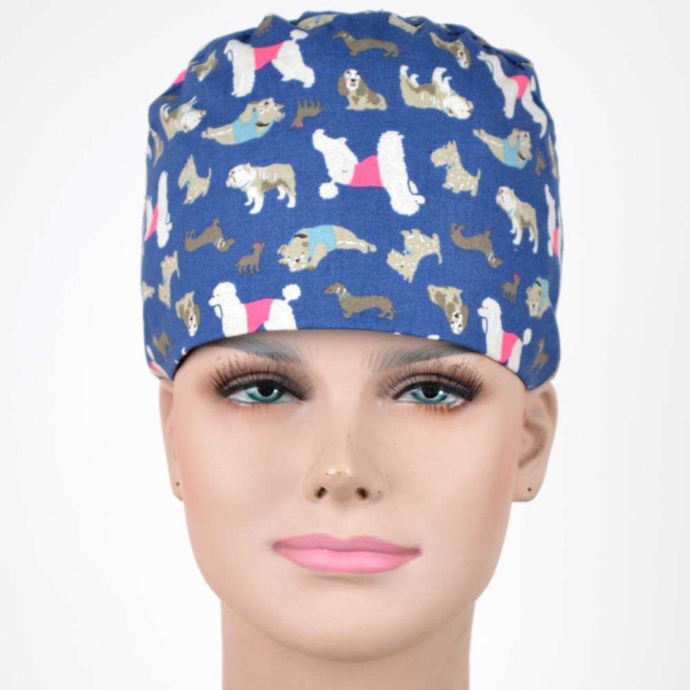 Hennar Medical Scrub Caps in 100% Cotton S and M Two Sizes For Choice Cat and Dogs Animals 2
