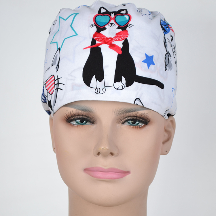 Hennar Medical Scrub Caps in 100% Cotton S and M Two Sizes For Choice Cat and Dogs Animals 2