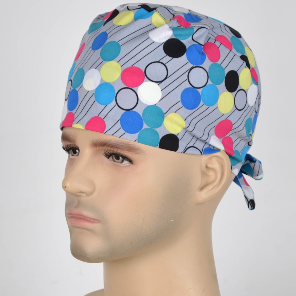 Hennar Medical Scrub Caps in Different Shapes 100% Cotton With Sweatband