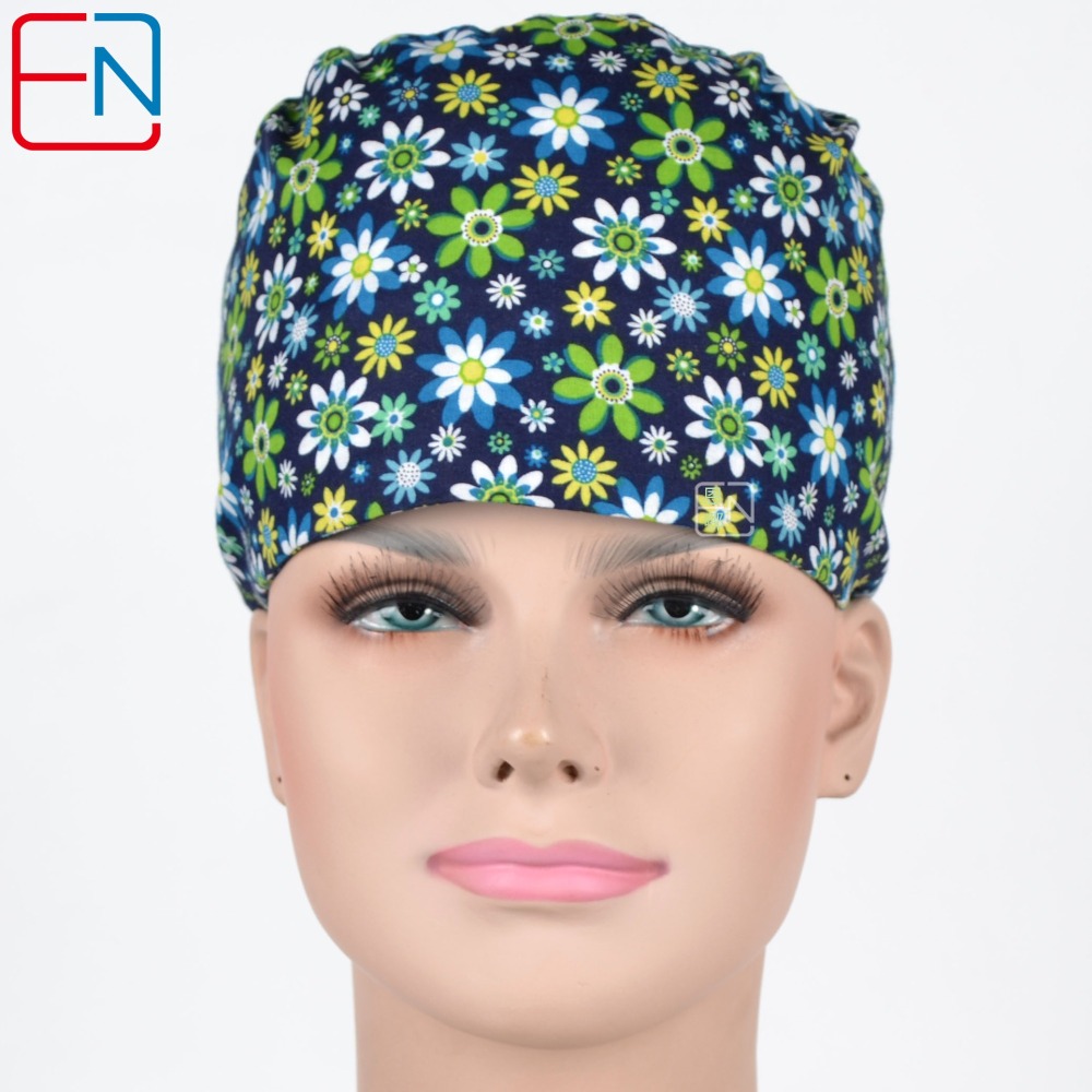 Hennar Medical Scrub Caps in 26 Floral 100% Cotton Prints Floral 2