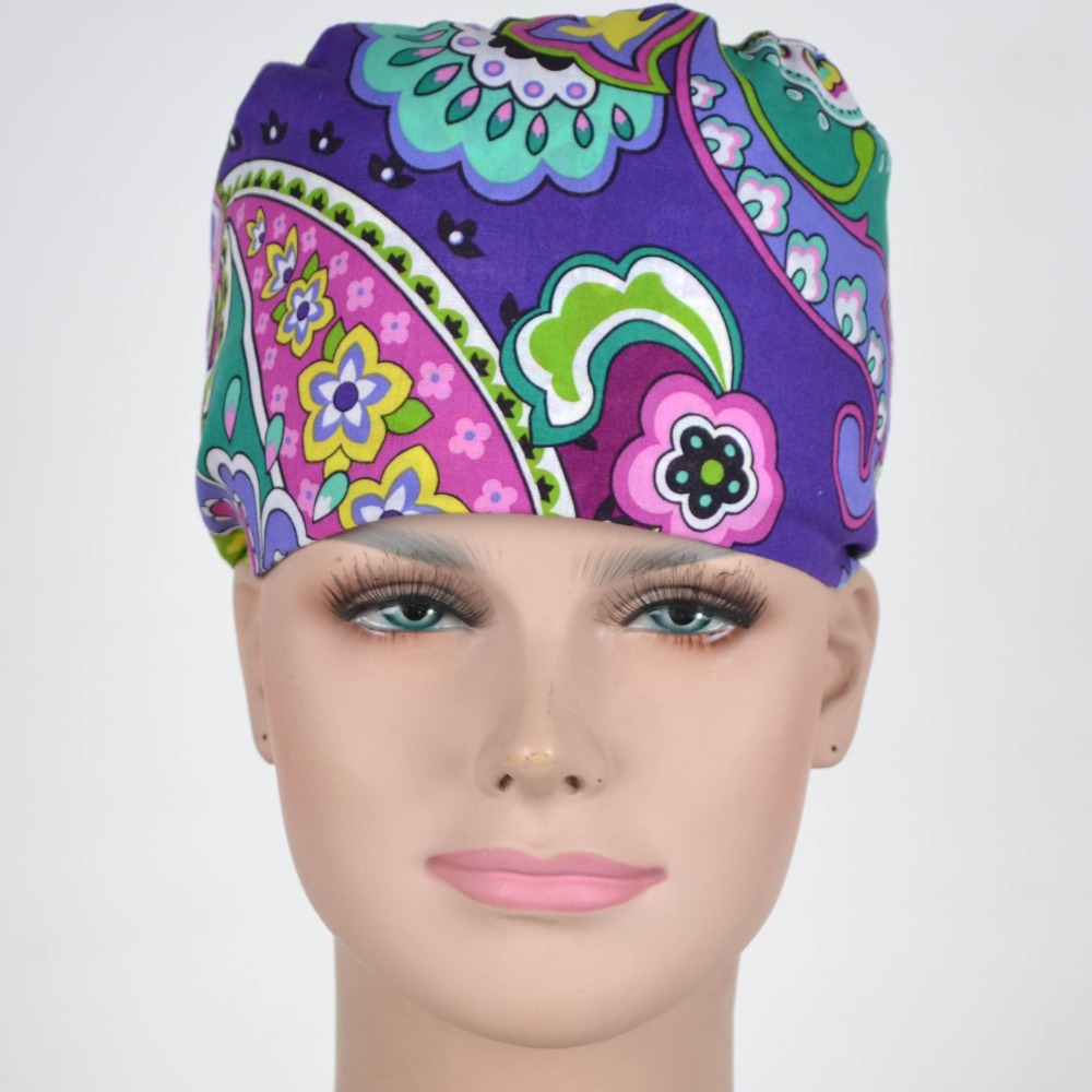 Hennar Medical Scrub Caps in 26 Floral 100% Cotton Prints Floral 3