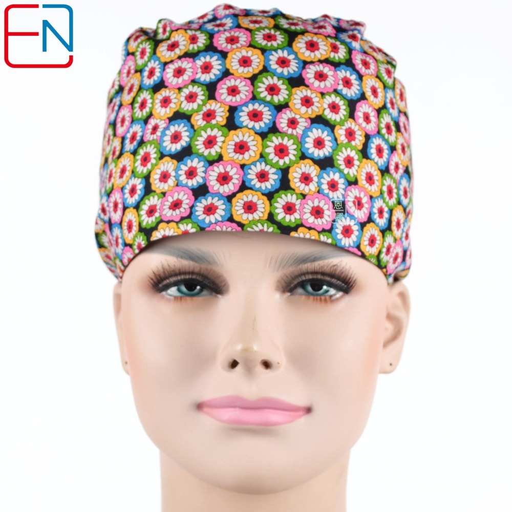 Hennar Medical Scrub Caps in 26 Floral 100% Cotton Prints Floral 2