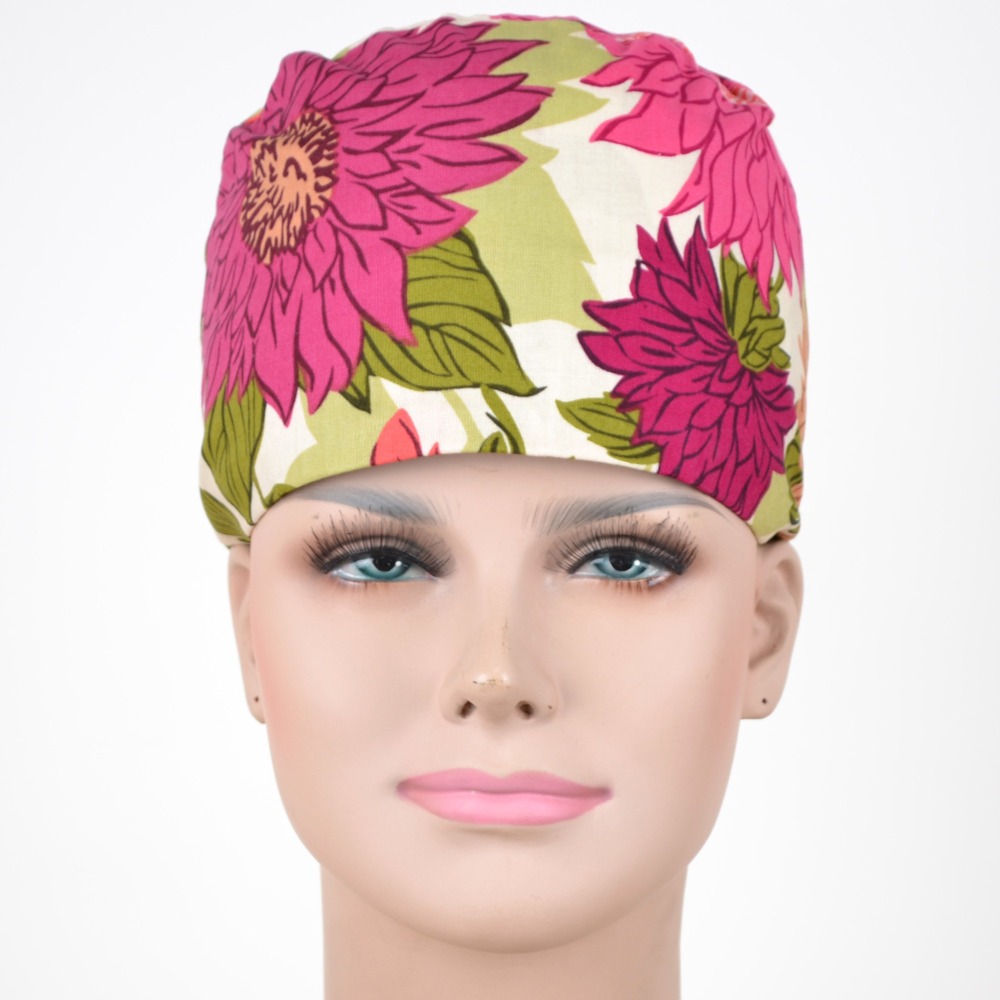 Hennar Medical Scrub Caps in 26 Floral 100% Cotton Prints Floral 2