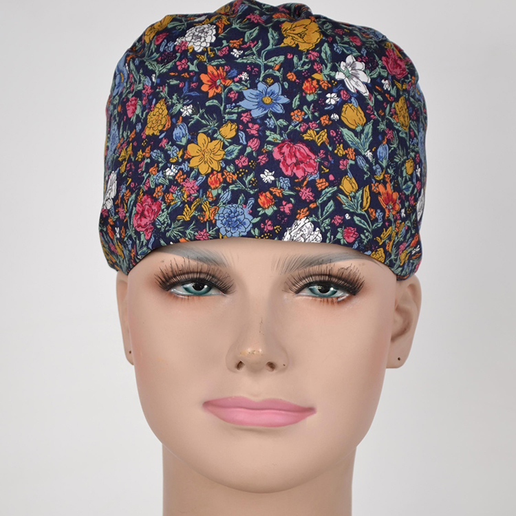 Hennar Medical Scrub Caps in 26 Floral 100% Cotton Prints Floral 3