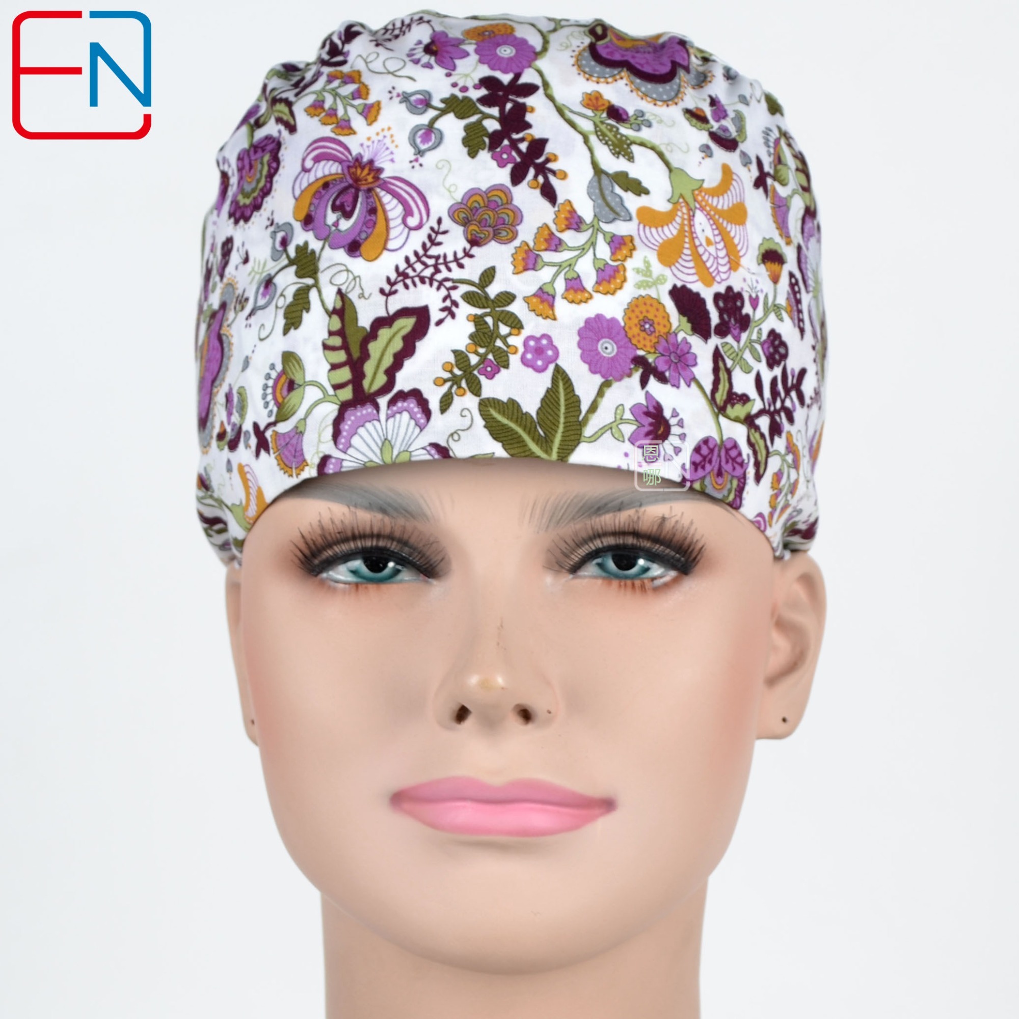 Hennar Medical Scrub Caps in 26 Floral 100% Cotton Prints Floral 2