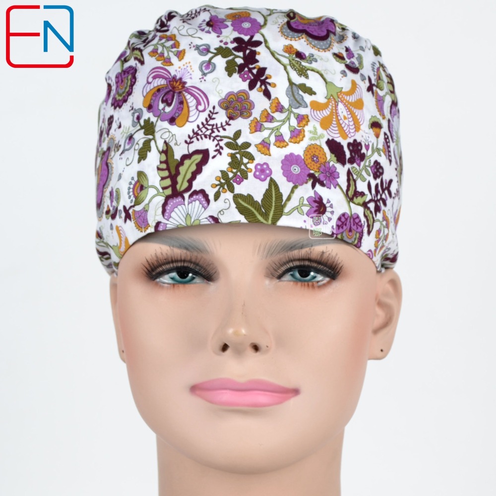 Hennar Medical Scrub Caps in 26 Floral 100% Cotton Prints Floral 2