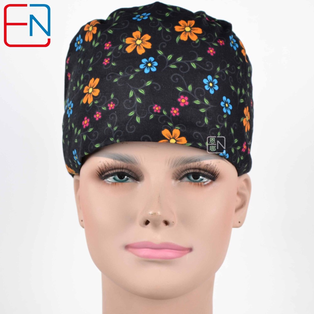 Hennar Medical Scrub Caps in 26 Floral 100% Cotton Prints Floral 2