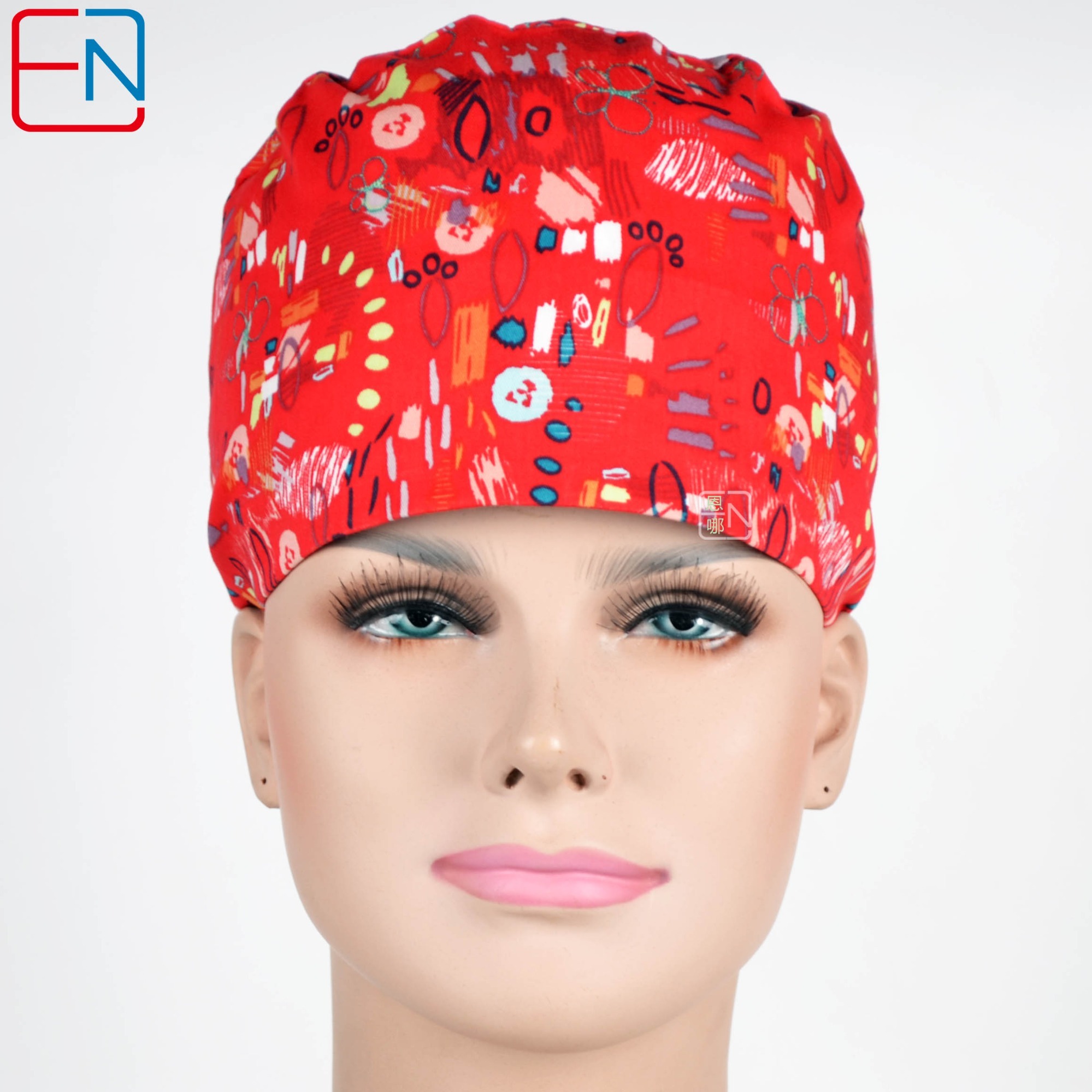 Hennar Brand Unisex Surgical Caps/hat 100% Cotton Medical Scrub Caps Floral 1