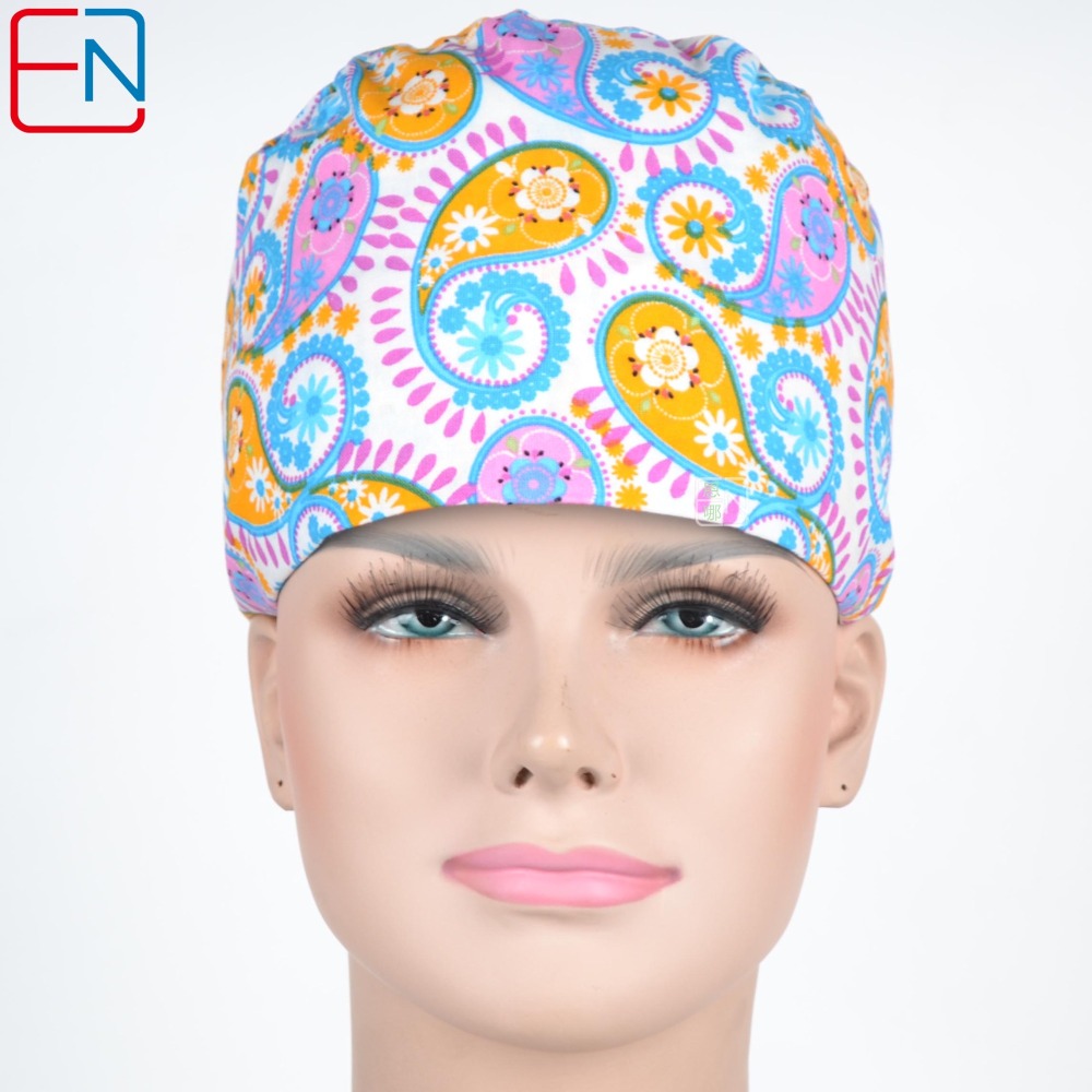 Hennar Medical Scrub Caps in 26 Floral 100% Cotton Prints Floral 2