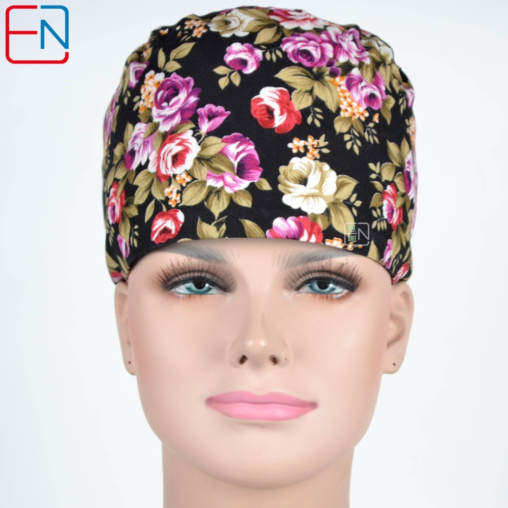Hennar Medical Scrub Caps in 26 Floral 100% Cotton Prints Floral 2