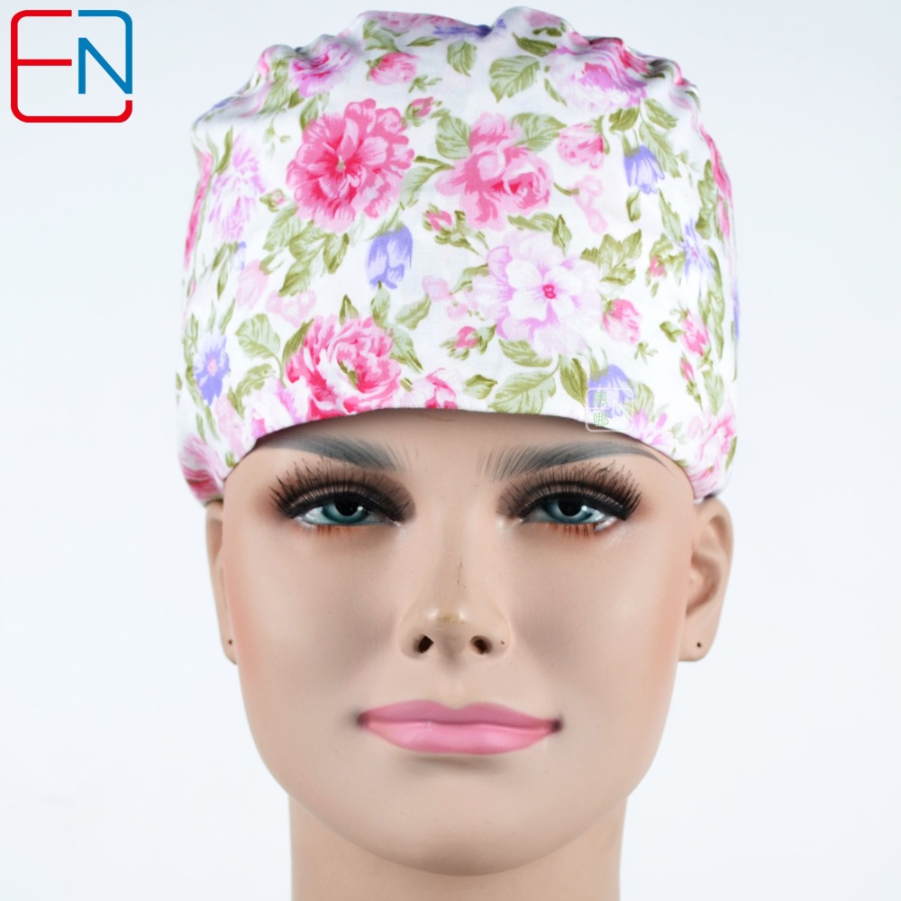 Hennar Medical Scrub Caps in 26 Floral 100% Cotton Prints Floral 2