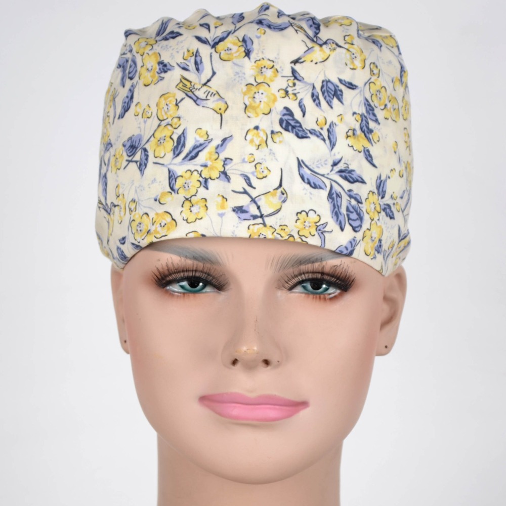 Hennar Medical Scrub Caps in 26 Floral 100% Cotton Prints Floral 3