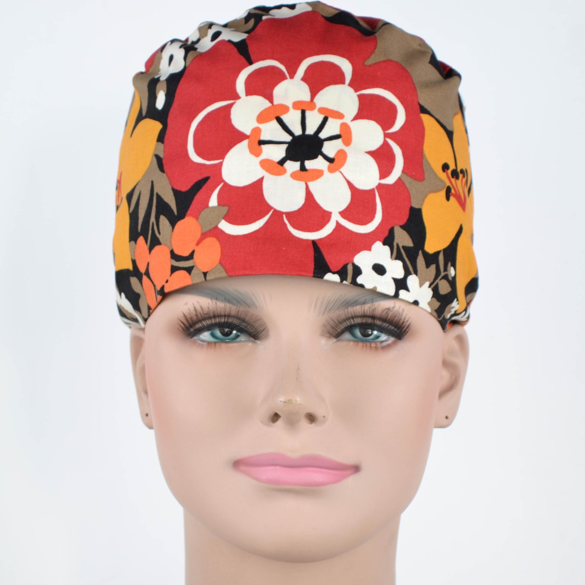 Hennar Medical Scrub Caps in 26 Floral 100% Cotton Prints Floral 2