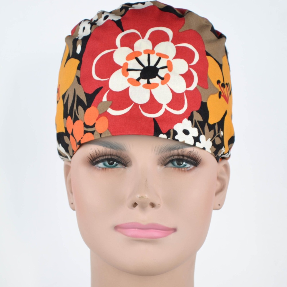 Hennar Medical Scrub Caps in 26 Floral 100% Cotton Prints Floral 2