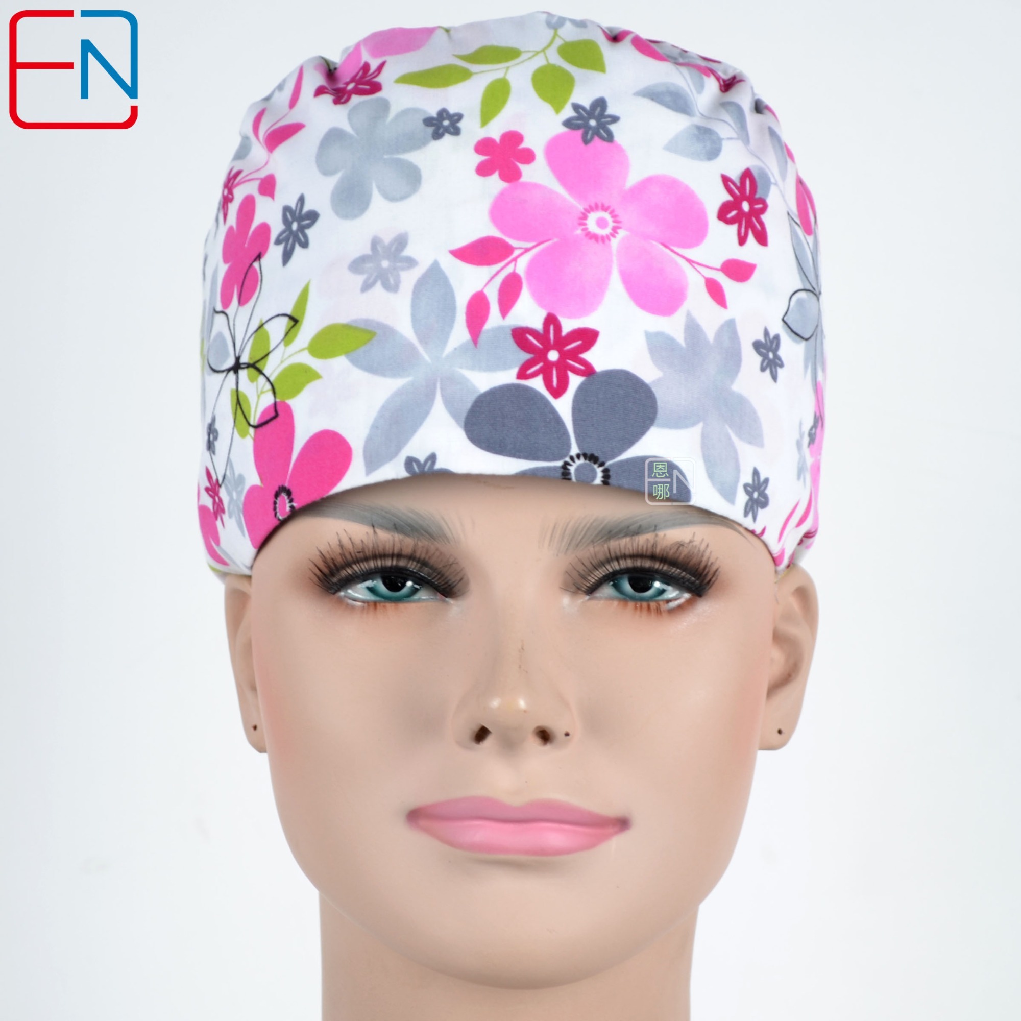Hennar Brand Unisex Surgical Caps/hat 100% Cotton Medical Scrub Caps Floral 1