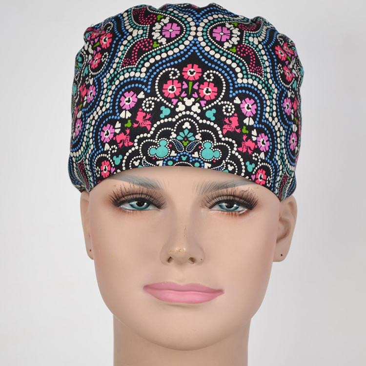 Hennar Medical Scrub Caps in 26 Floral 100% Cotton Prints Floral 3