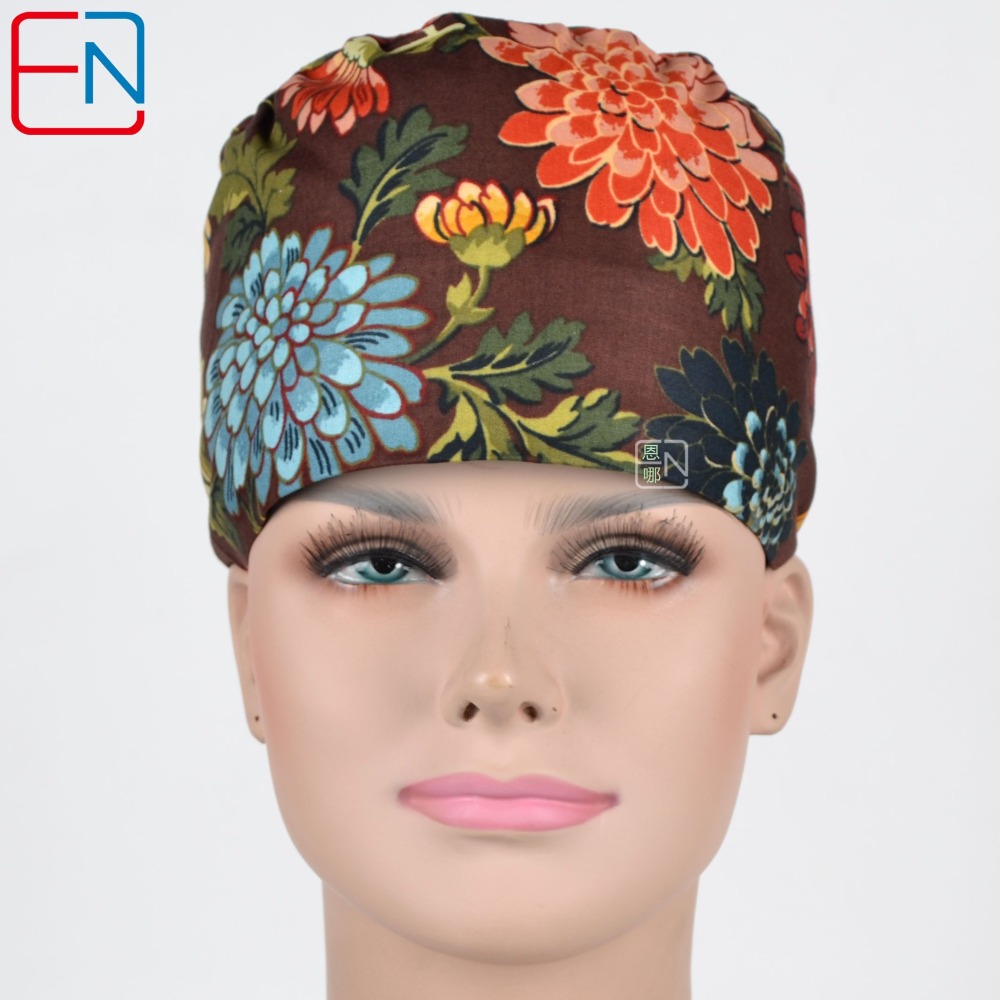 Hennar Medical Scrub Caps in 26 Floral 100% Cotton Prints Floral 2