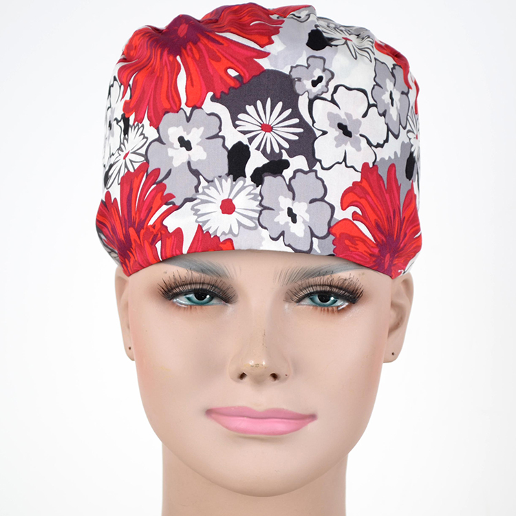 Hennar Medical Scrub Caps in 26 Floral 100% Cotton Prints Floral 3