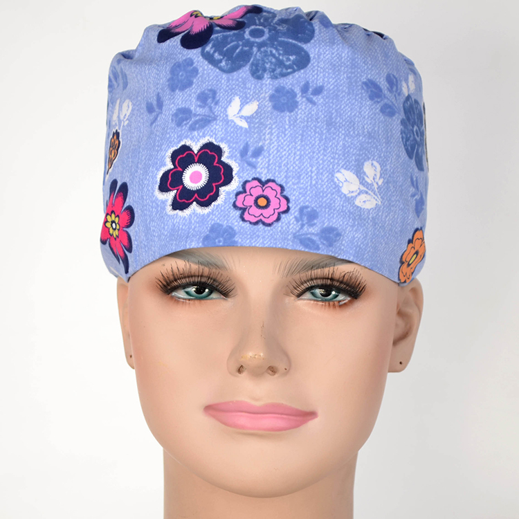 Hennar Medical Scrub Caps in 26 Floral 100% Cotton Prints Floral 3