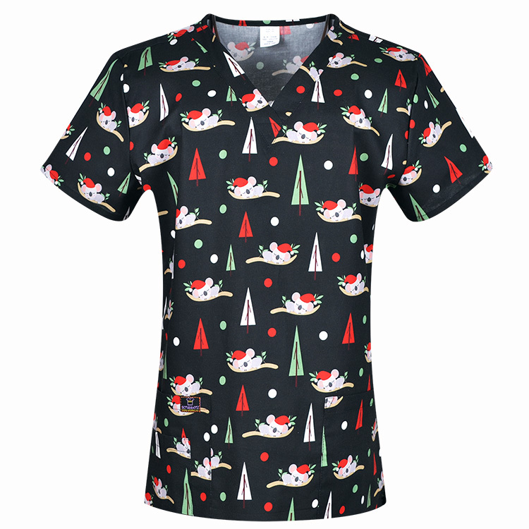 Christmas Prints  Surgical Scrub Tops,Holiday Medical Uniforms