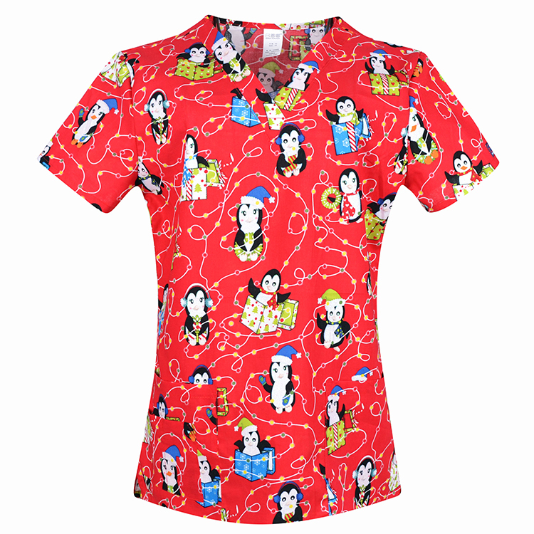 Christmas Prints  Surgical Scrub Tops,Holiday Medical Uniforms