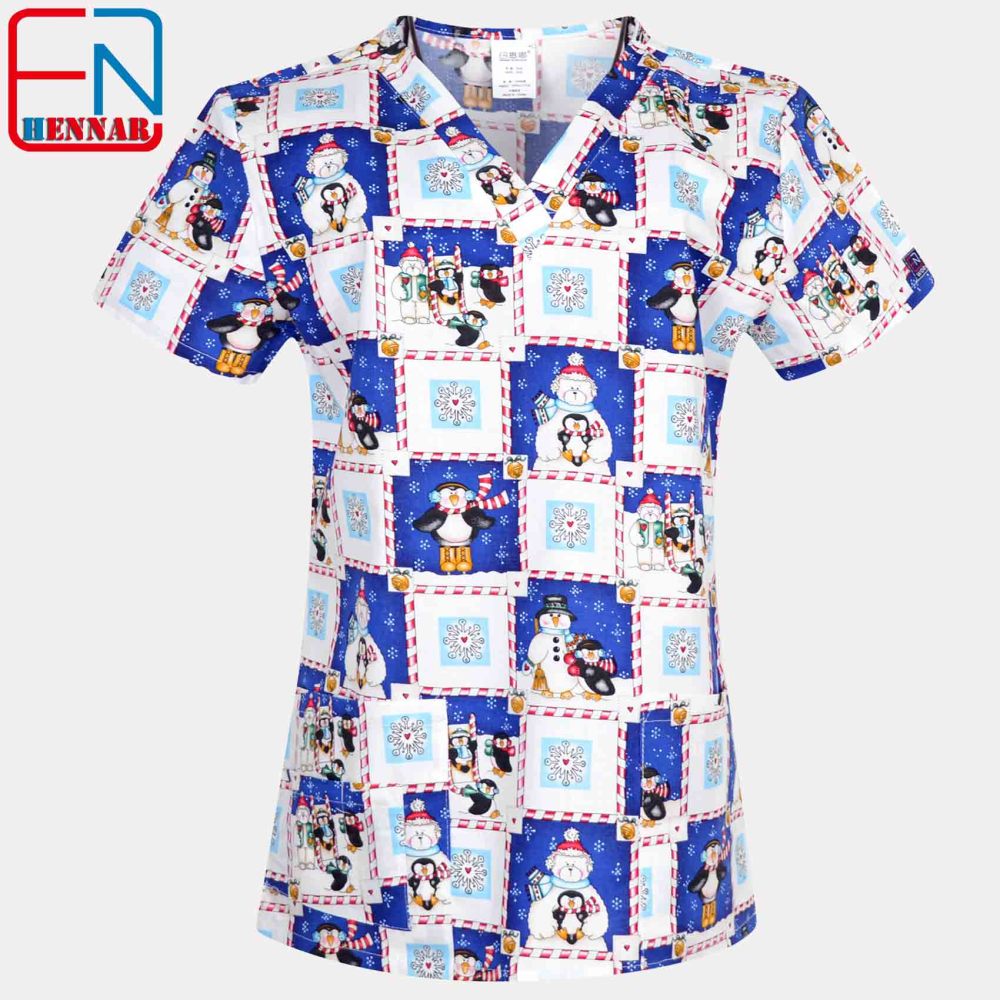 Christmas Prints  Surgical Scrub Tops,Holiday Medical Uniforms