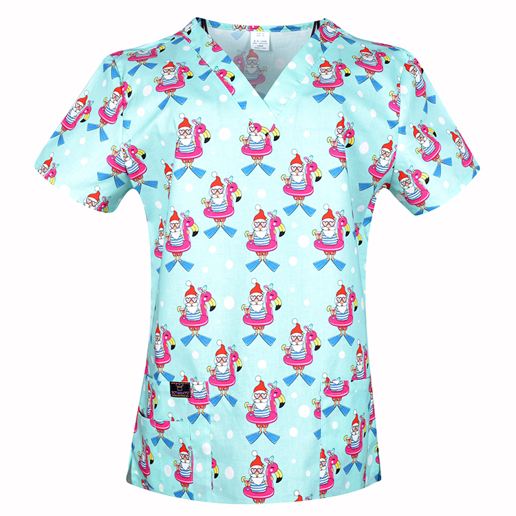 Christmas Prints  Surgical Scrub Tops,Holiday Medical Uniforms