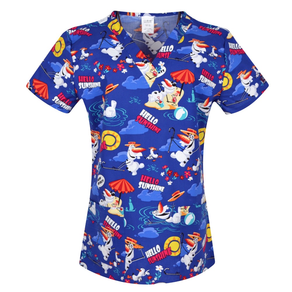 Hennar Women medical scrub tops in 100% cotton scrubs,women scrub tops,women medical uniforms Cartoon 1