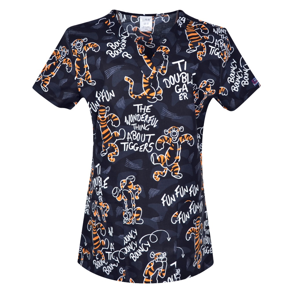 Hennar Women medical scrub tops in 100% cotton scrubs,women scrub tops,women medical uniforms Cartoon 1