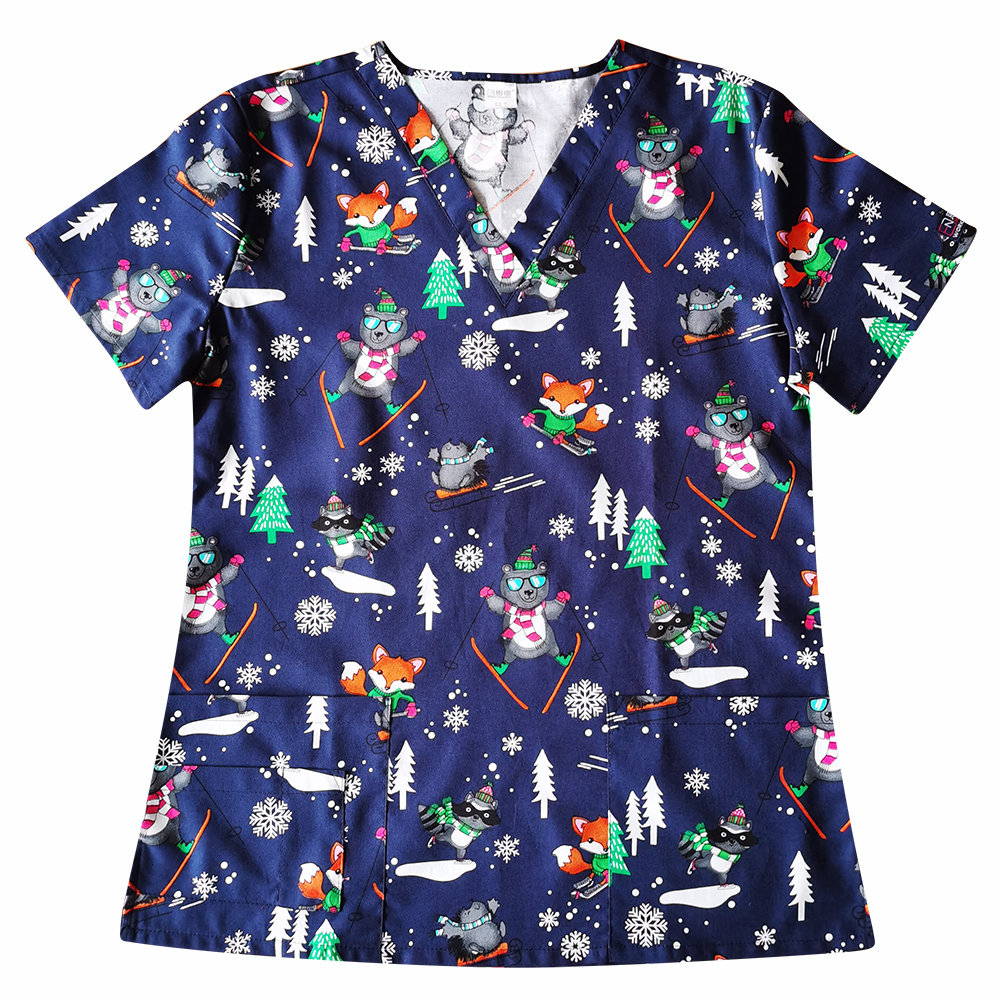 Christmas Prints  Surgical Scrub Tops,Holiday Medical Uniforms
