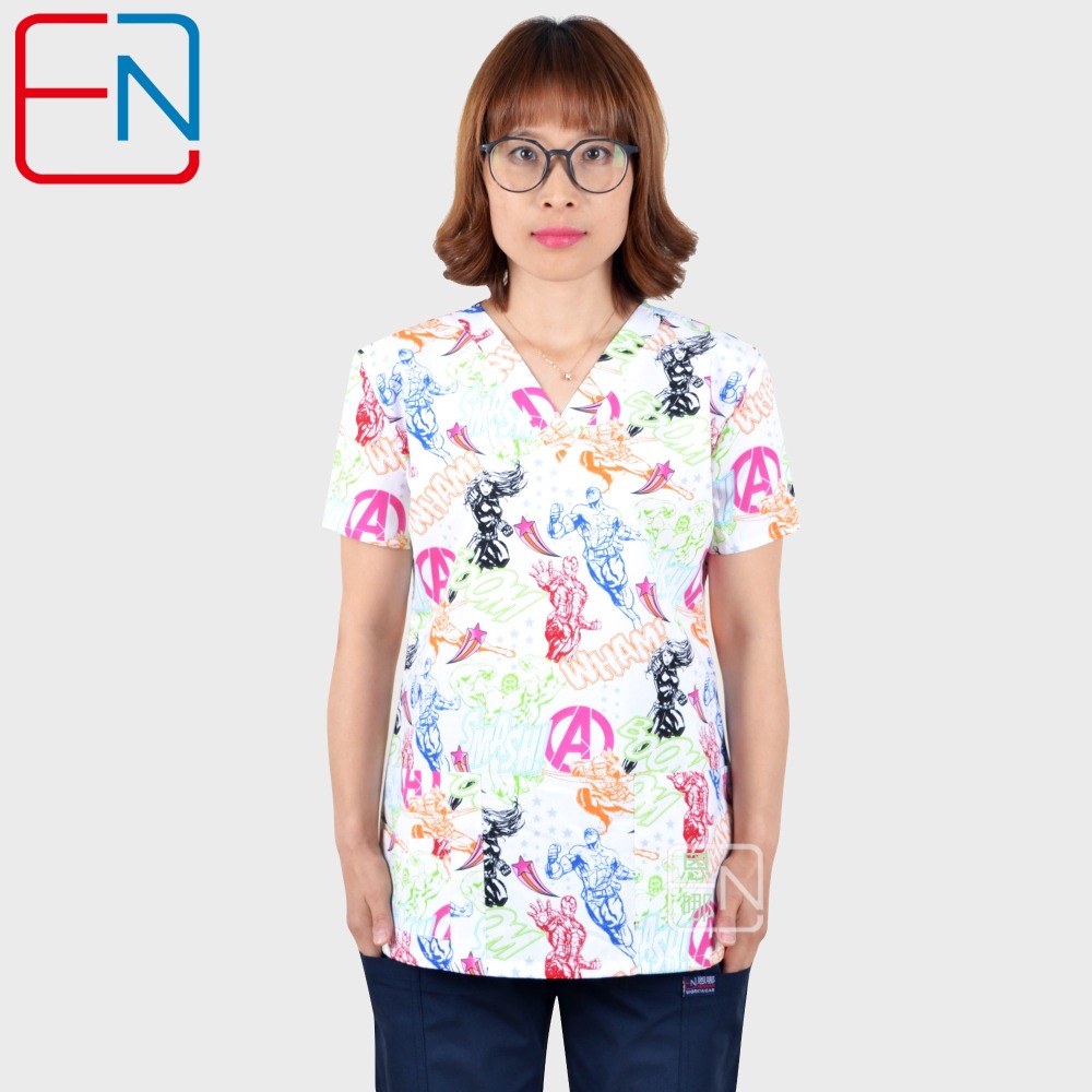 Hennar Women medical scrub tops in 100% cotton scrubs,women scrub tops,women medical uniforms