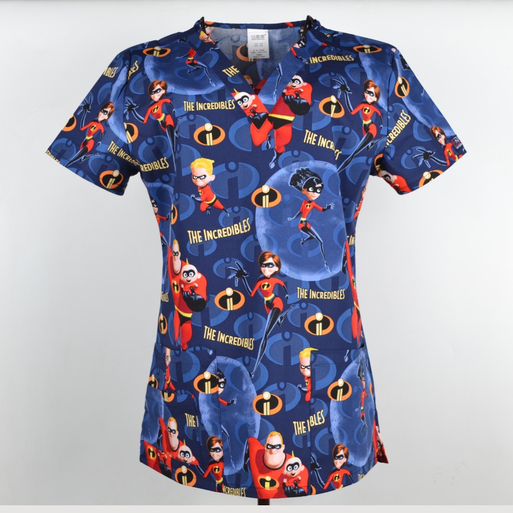 Hennar Women medical scrub tops in 100% cotton scrubs,women scrub tops,women medical uniforms Cartoon 1