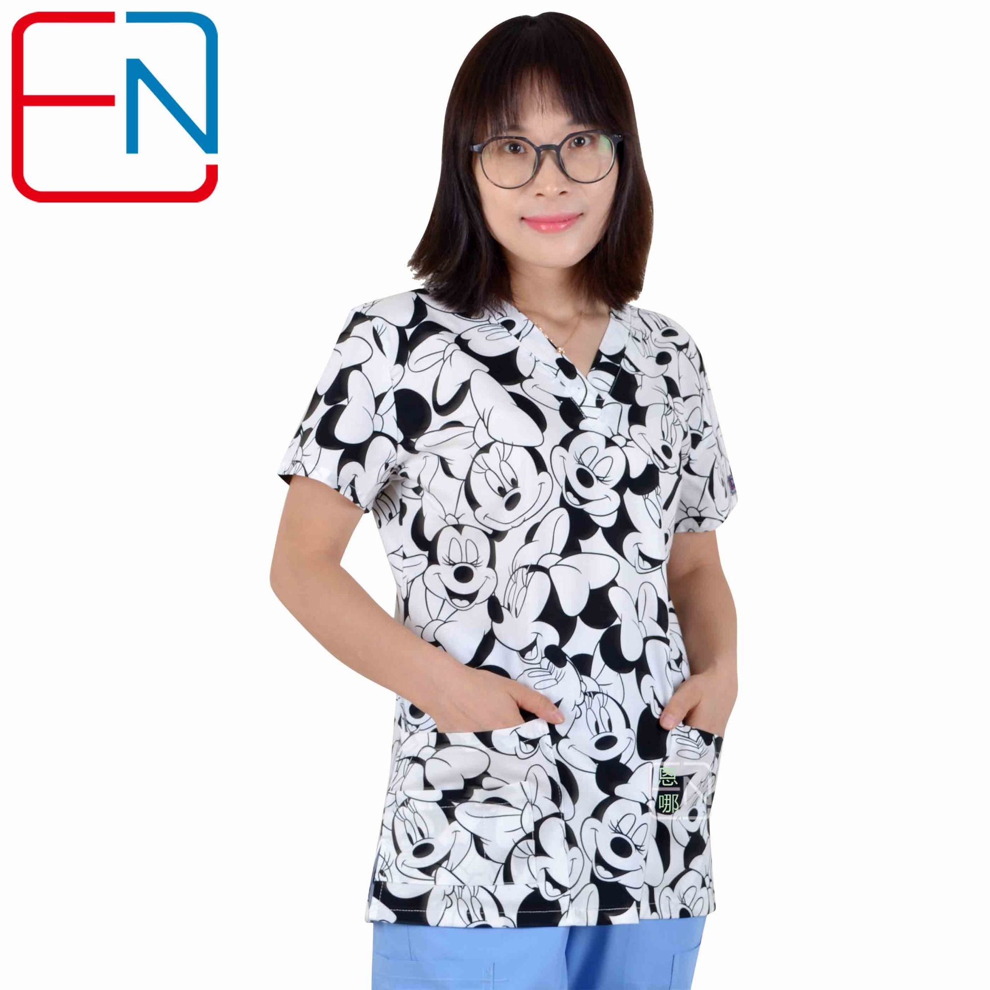 10 Prints Hennar Women medical scrub tops in 100% cotton scrubs,women scrub tops,women medical uniforms